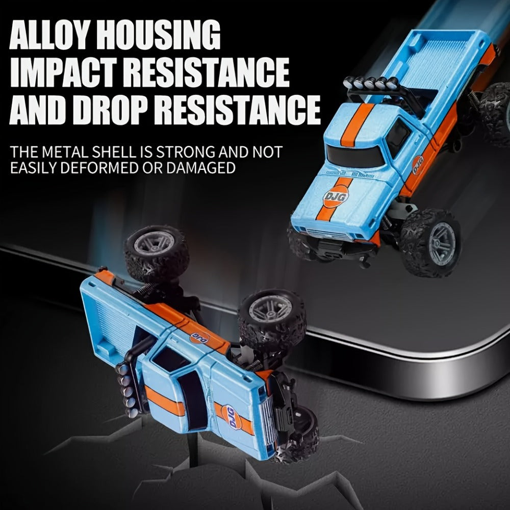 Mini RC Monster Truck 1:64 Scale Alloy Remote Control Car with LED Lights 2.4GHz Speed Steering Adjustable Kids Boys Gift — i