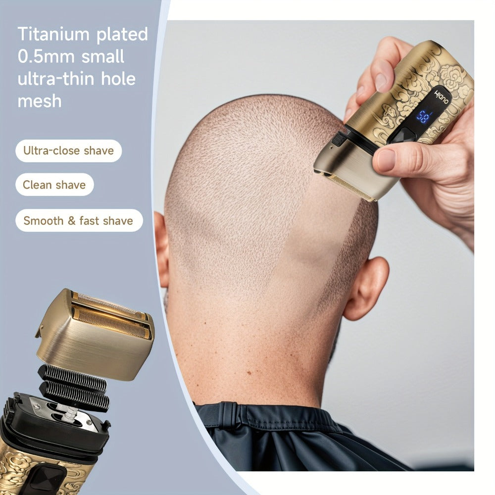 Cordless Electric Foil Shaver Grooming Kit for Men with Barber Shears Beard Mustache Trimmer Bald Head Razor Haircutting Set 