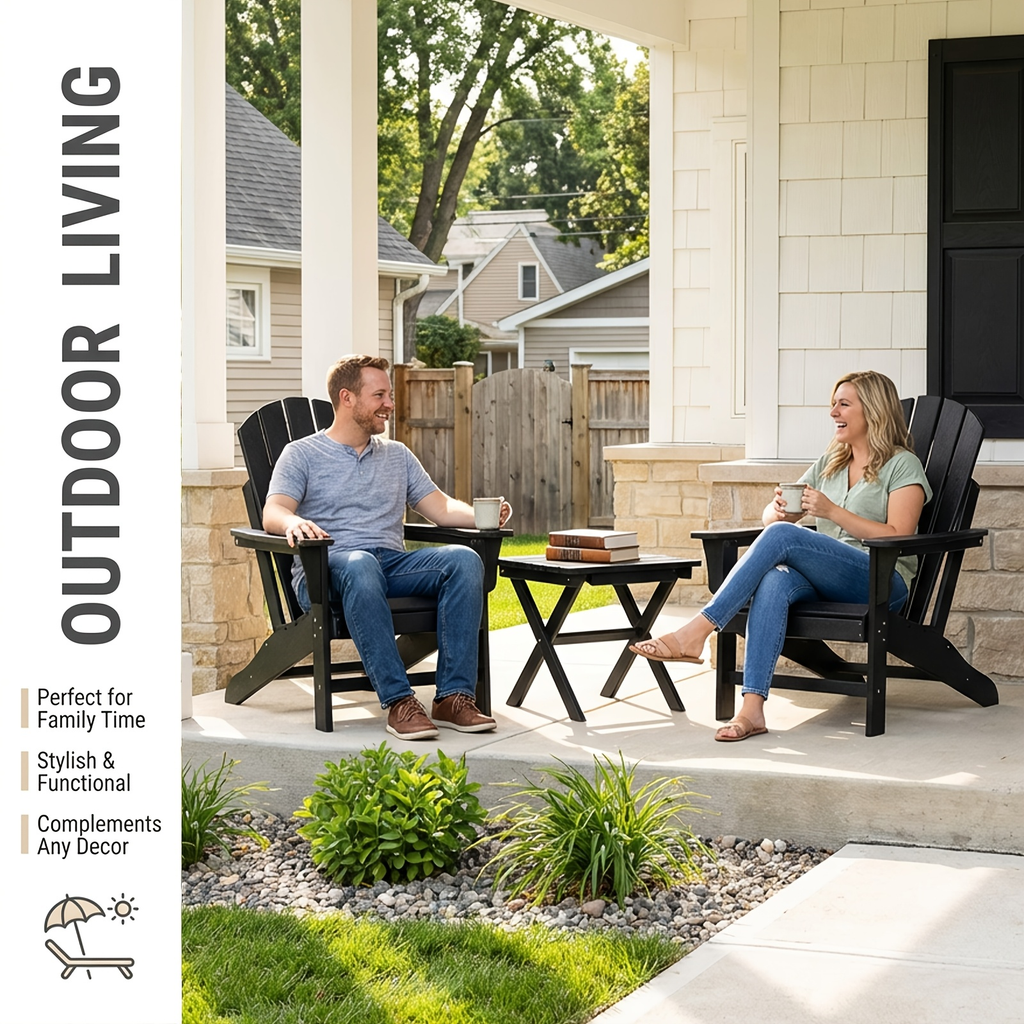 Outdoor Side Table HDPE Collapsible Weather-Resistant Portable End Table for Adirondack Chair, Camping, RV, Poolside & Garden