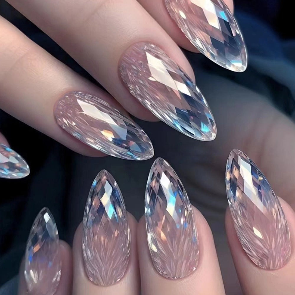Glue On Nails, 120-Piece Medium Almond Set with Gradient Holographic Finish, Jelly Glue and Nail File — image 12