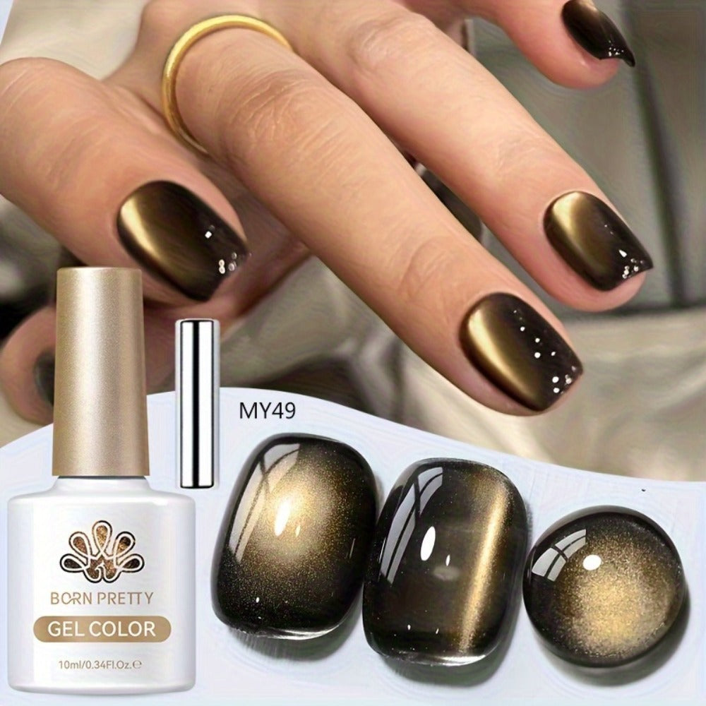 Gel Nail Polish in 10ml Black Magnetic Cat-Eye with Glass-Bead Shimmer, BGC01 or MY49 for Shimmer Art — image 5