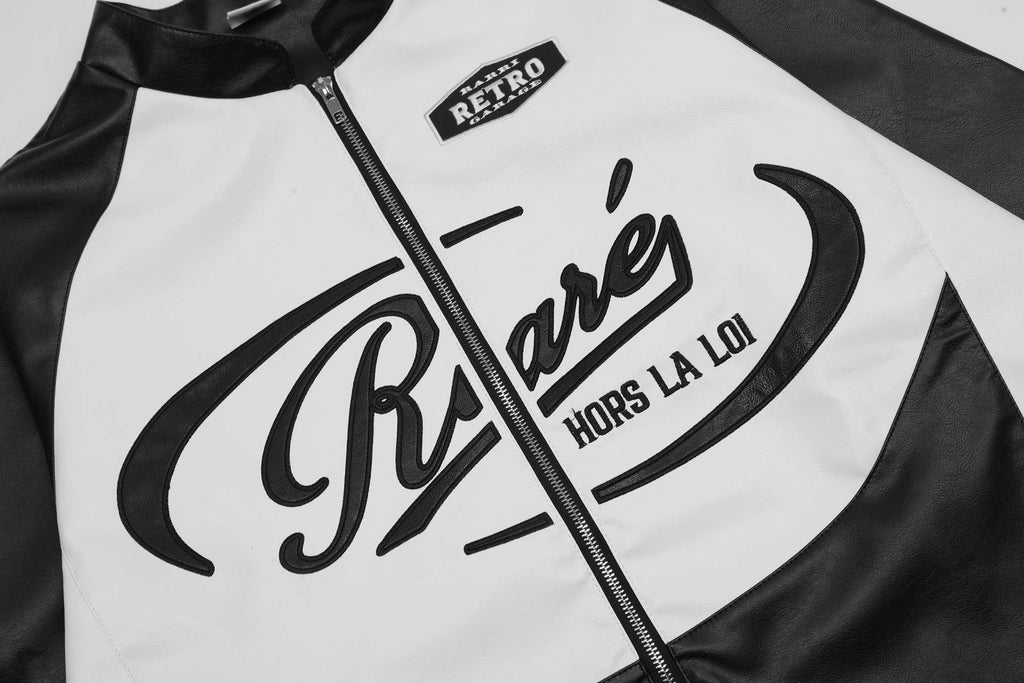 American-style Locomotive Style Color Matching Leather Patch Letter Embroidered Jacket For Men And Women Baggy Coat