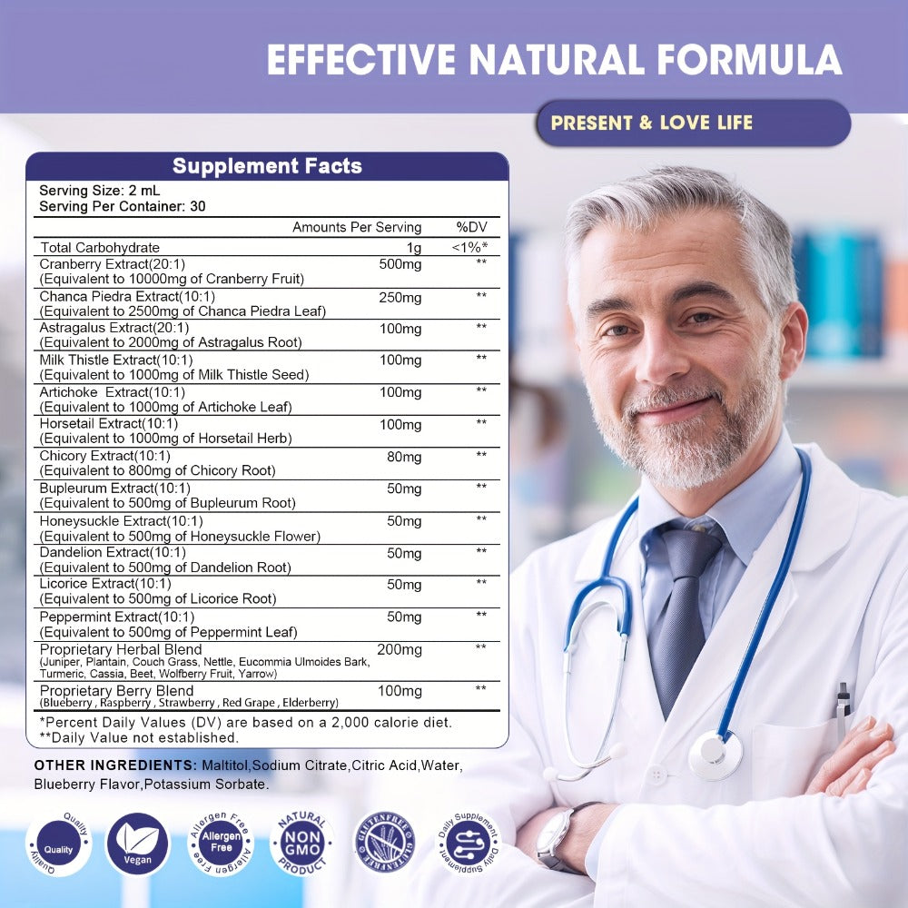 Milk Thistle Liver & Kidney Support Liquid Supplement 27-in-1 Vegan Herbal Formula, Alcohol-Free Fast-Absorbing Detox — image
