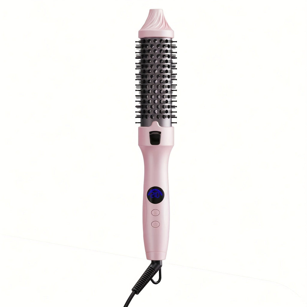 2-in-1 Hot Air Brush Straightener & Curler with Negative Ion Technology, Frizz-Free Blowout Brush with Adjustable Temp Contro