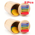 Wooden Color Sorting Coin Box Toy for Toddlers 1+, Montessori Educational Sensory Learning Toy with 10 Colorful Blocks & Stor
