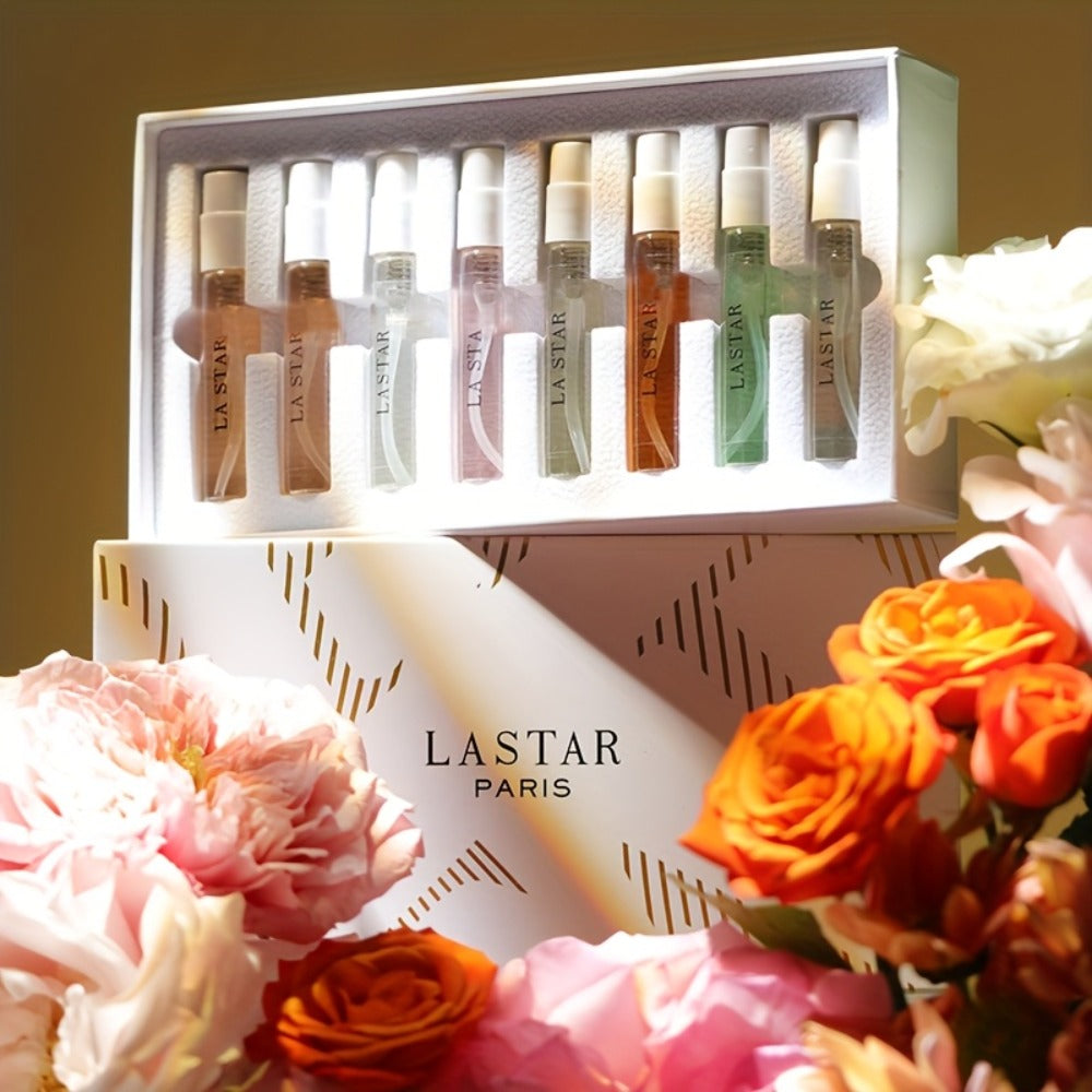 8 Piece Women's Perfume Gift Set Travel Size Mini EDT Bottles - Patchouli Fresh Floral Scents for Bath Time, Home Spa and Per