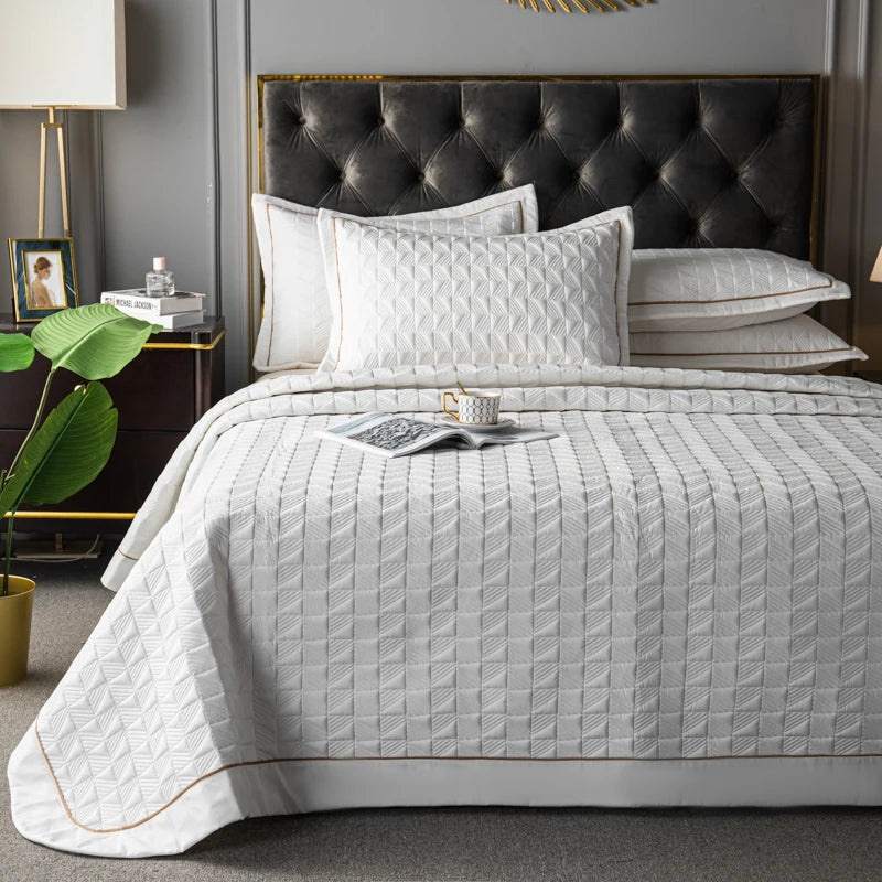 Quilted Padded Continental Bed Cover Three Piece Set