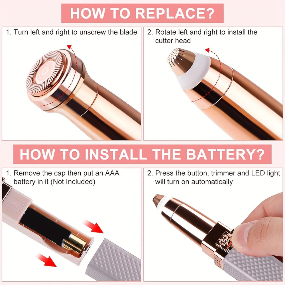 Facial Hair Trimmer for Women, 2-in-1 Electric Eyebrow Trimmer & Lip Hair Remover, Precision Face Hair — image 10