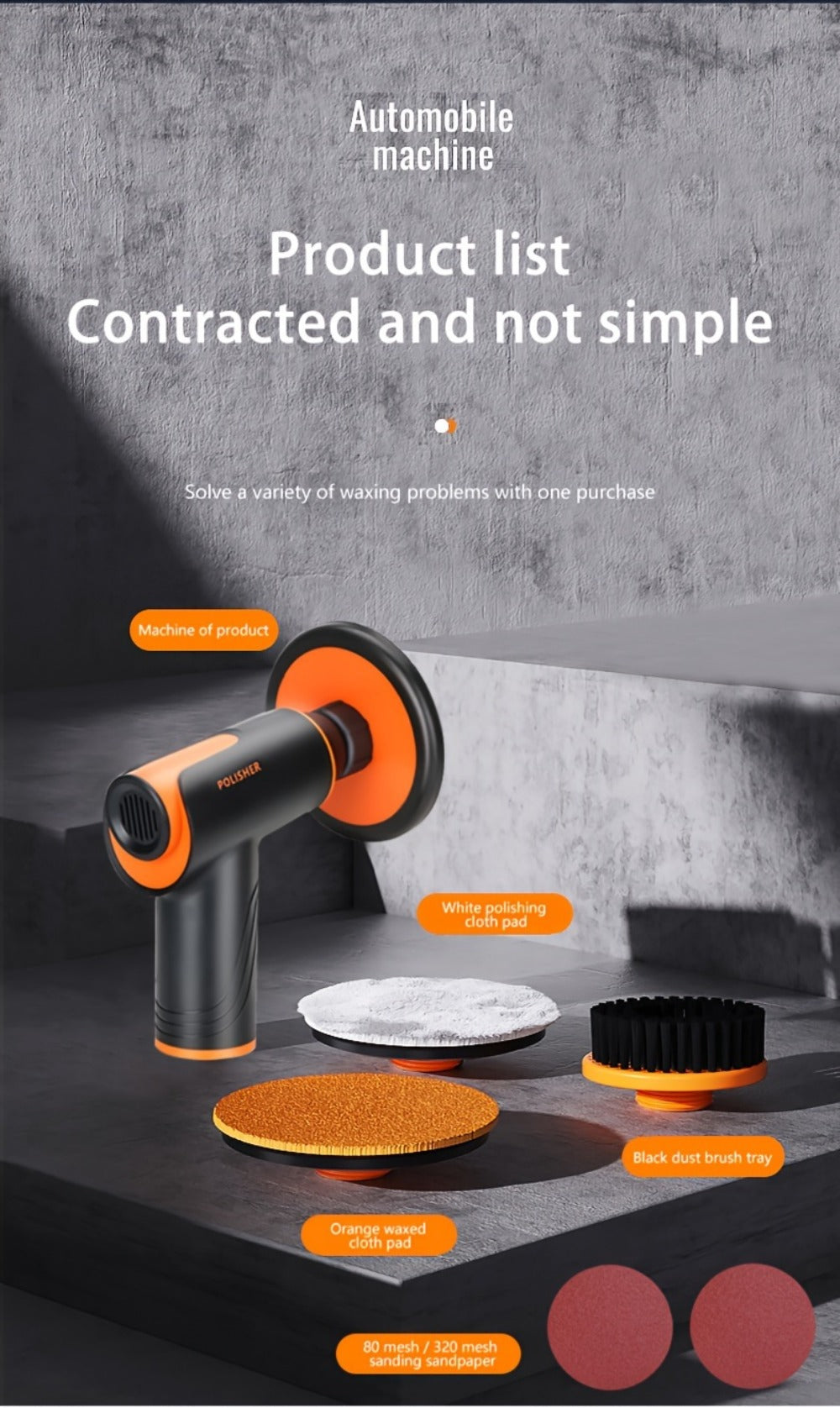 Car Polisher with 100W Cordless Rotary Body, Type-C Charging Port and Rechargeable Battery for Wax Application — image 17