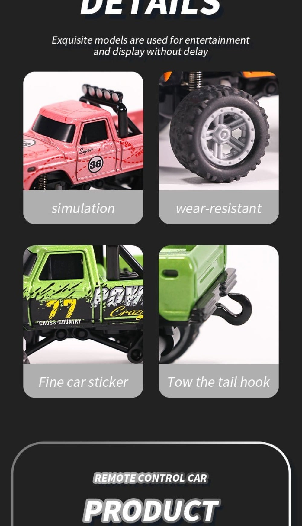 1:64 Scale Mini RC Car Alloy Off-Road Truck with Shock Absorbers – Pocket-Sized Remote Control Car for Boys Ages 6 7 8 9 10 —