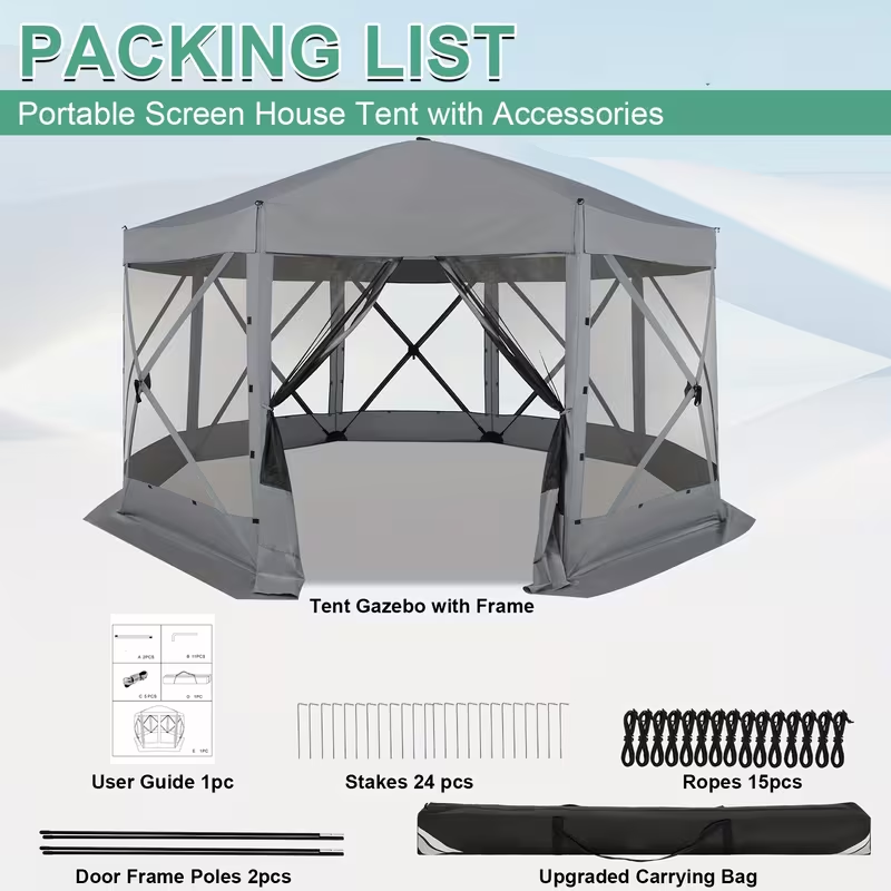 Pop-Up Canopy Tent 15ft Mosquito Net Screen House UV50+ for Garden, Yard and Pest Management — image 6