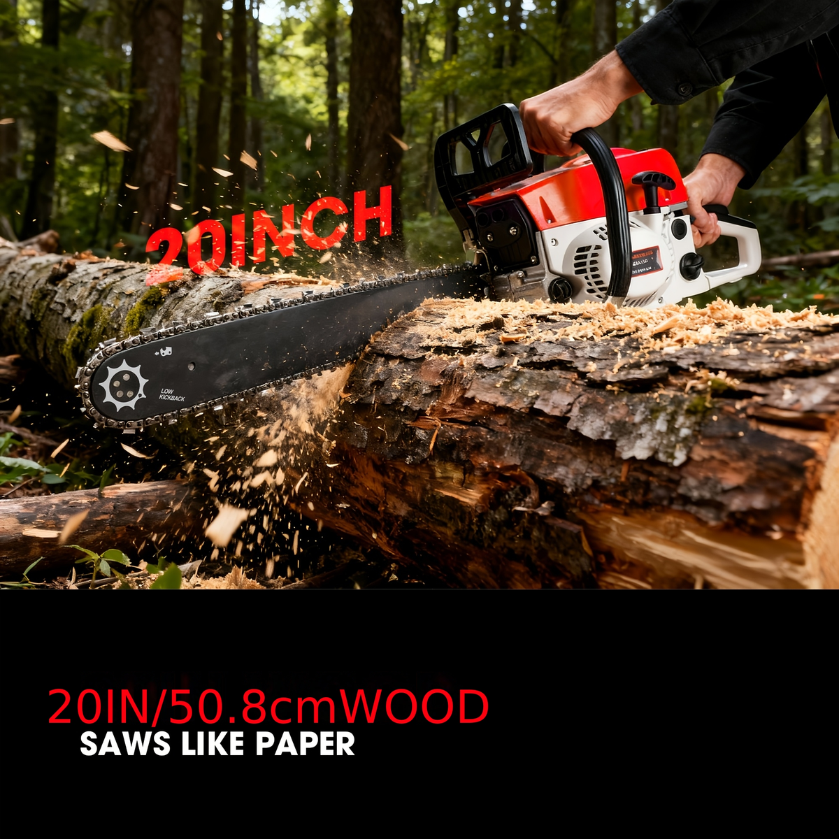 62CC Gas Chainsaw with 20-Inch Guide Bar in Five Red and Orange Checkout Configuration Options — image 16
