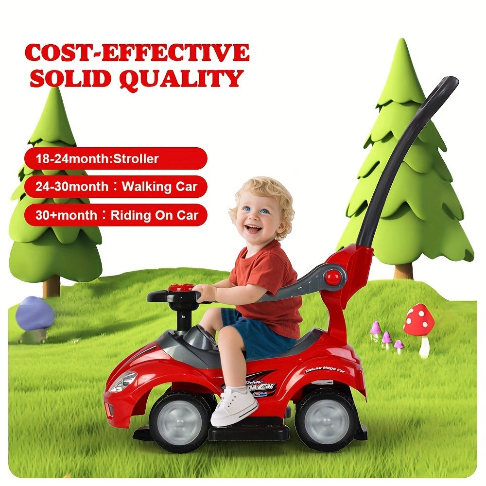 3-in-1 Toddler Push Ride & Walker Car, Baby Ride-On Toy with Guardrail, Music & Under-Seat Storage for Ages 18-36 Months — im