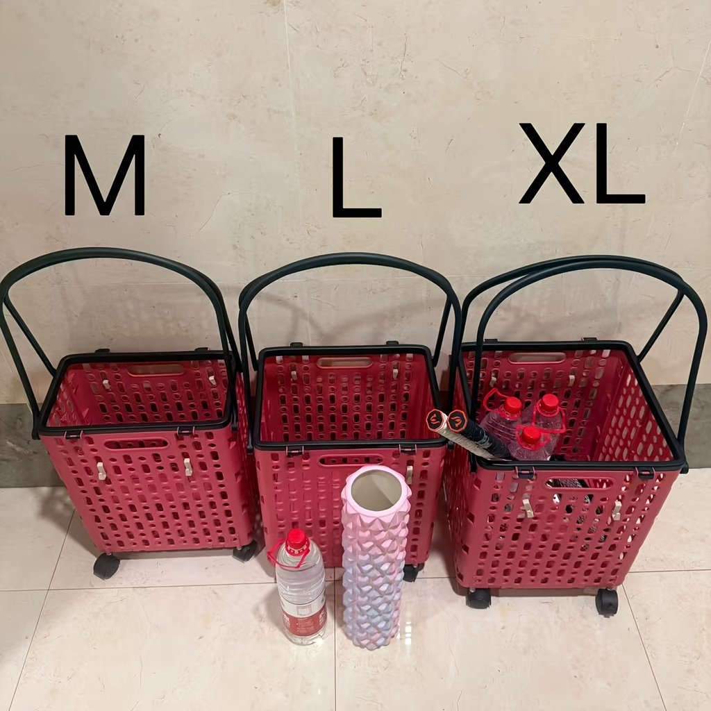 Foldable Shopping Cart with Wheels and Handle Large Capacity Portable Trolley for Grocery Camping Travel Laundry Beach Outdoo