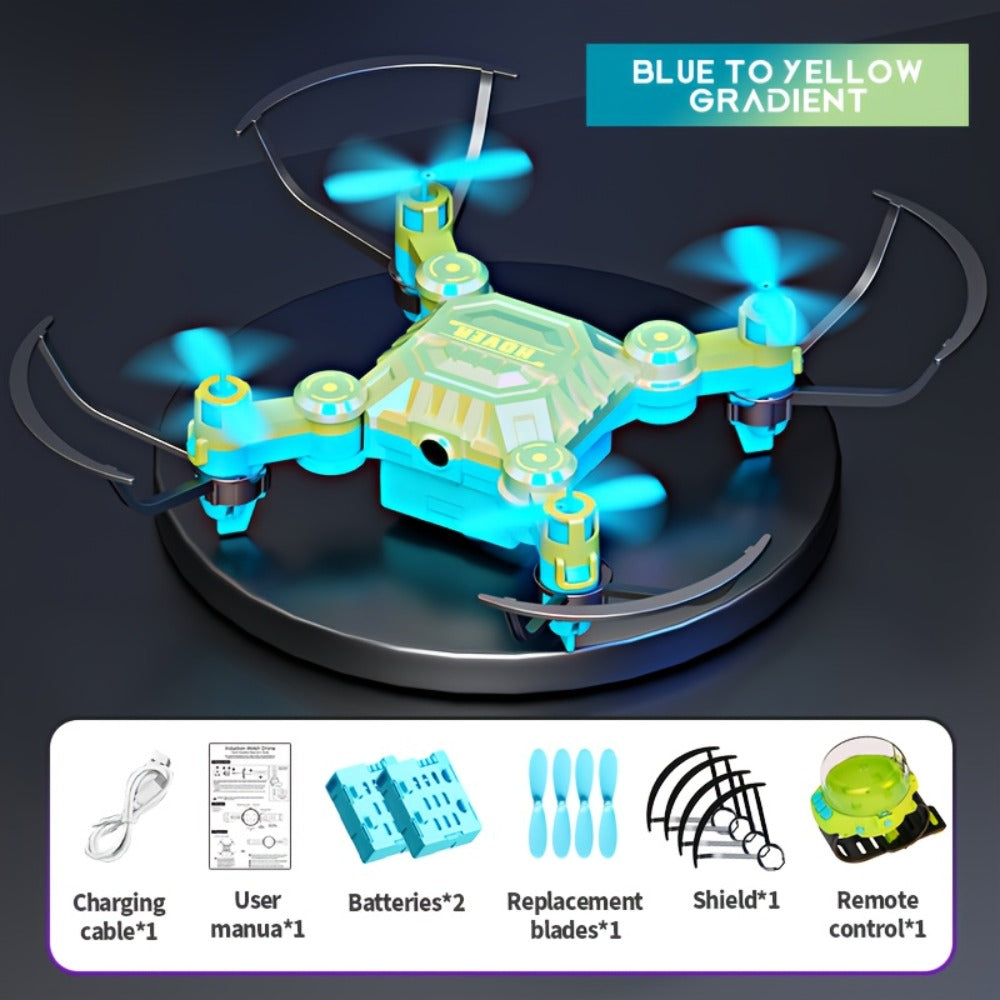 Watch-Controlled Mini RC Drone with Two Rechargeable Batteries in Blue, Green or Black for Indoor Flight — image 5