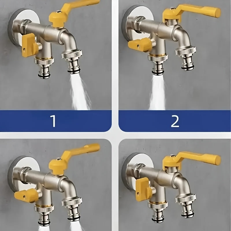 Garden Hose Faucet Dual Outlet Stainless | Outdoor Spigot Sprinkler — image 6