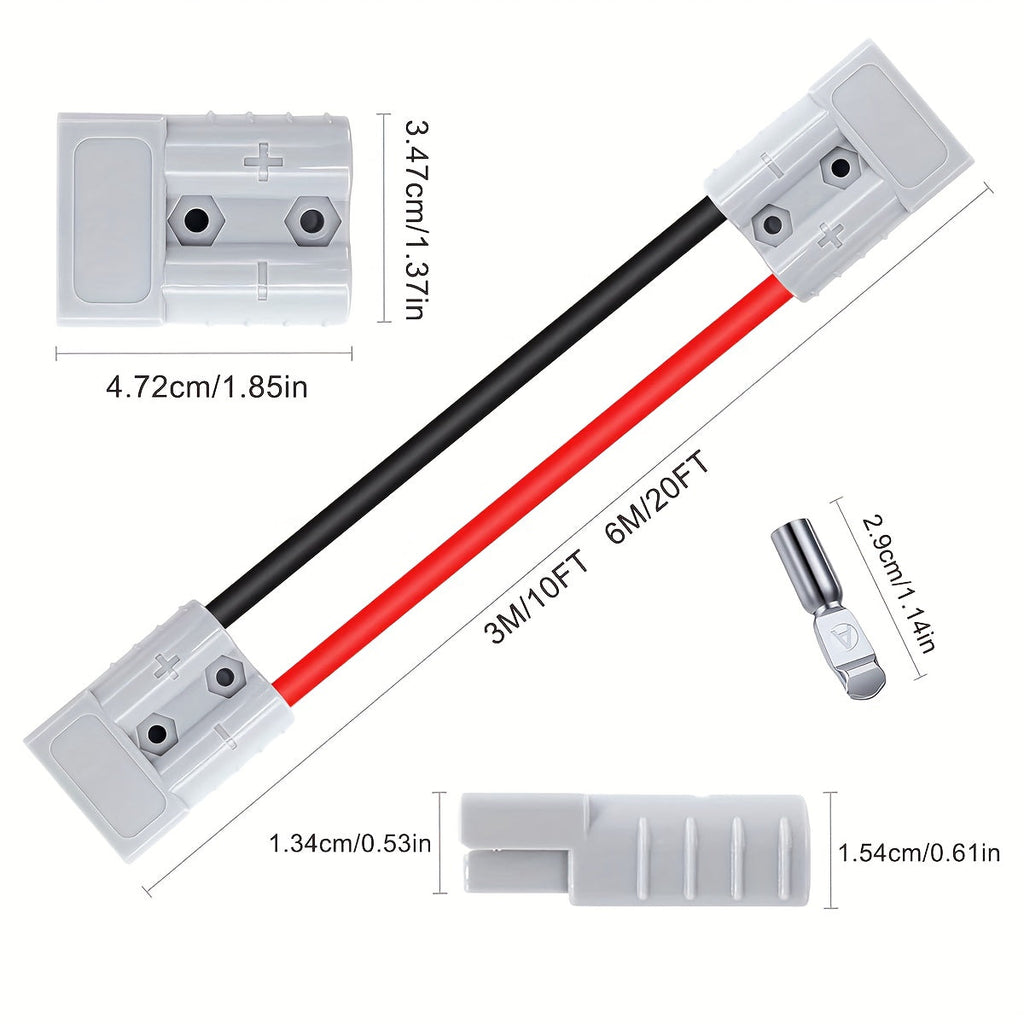 SB50 Anderson Connector Plug with 10FT Wire – Double SB50 Battery Harness Cable for RV, Winch, Trailer, Golf Cart & Electric 