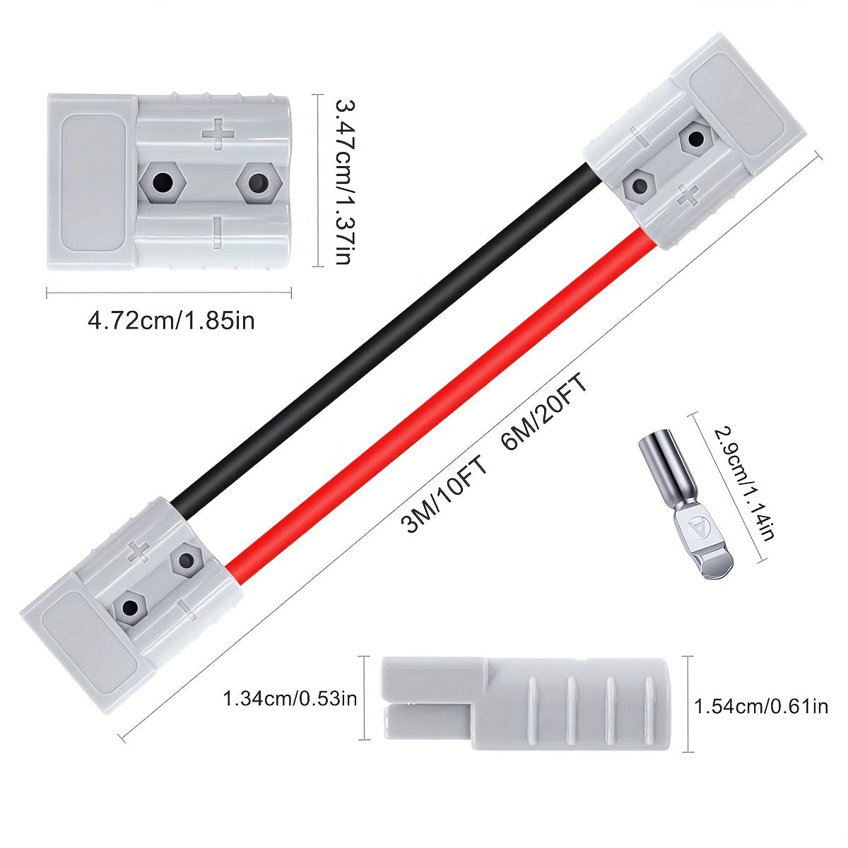 SB50 Anderson Connector Plug with 10FT Wire – Double SB50 Battery Harness Cable for RV, Winch, Trailer, Golf Cart & Electric 