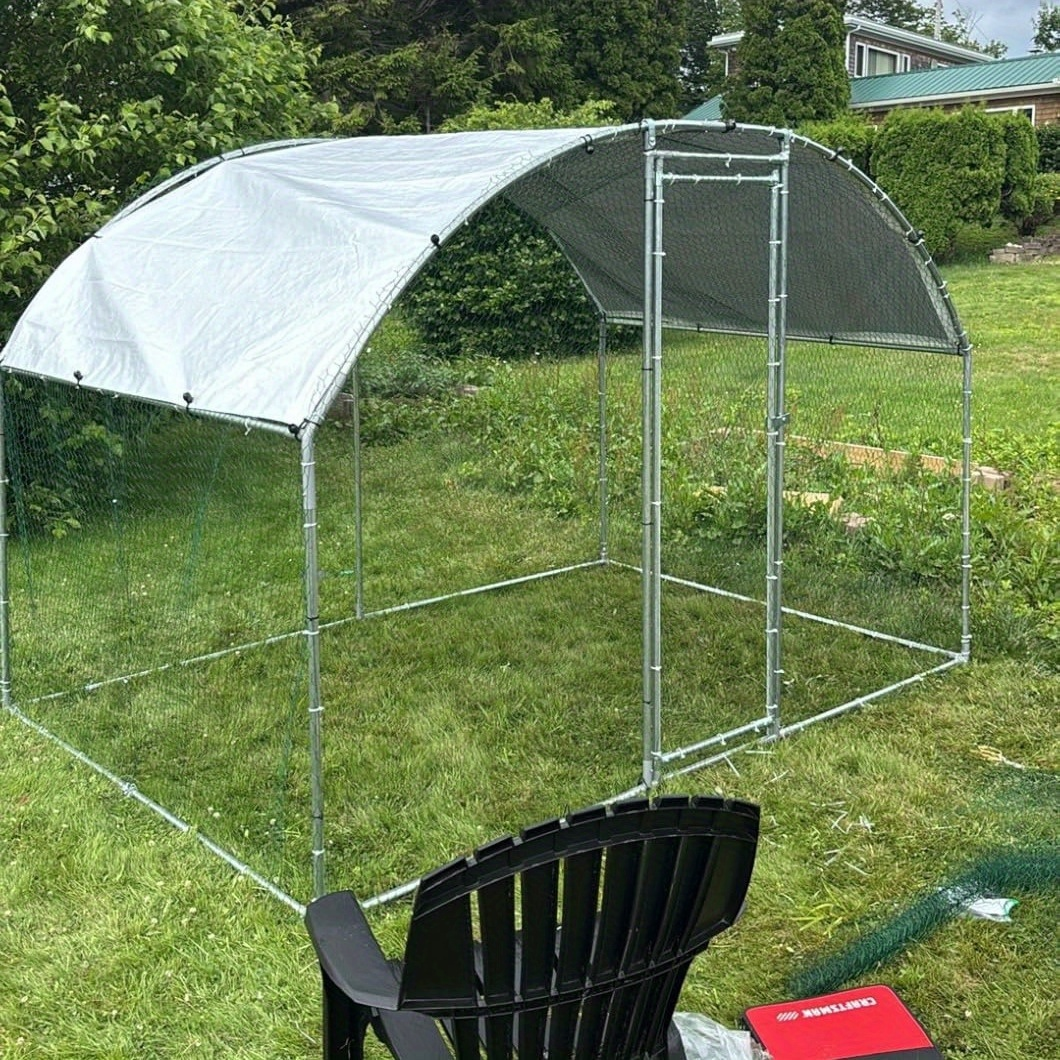 Walk-In Metal Poultry Enclosure in Six Size Options with Mesh Walls, Door and Partial Roof Cover — image 20