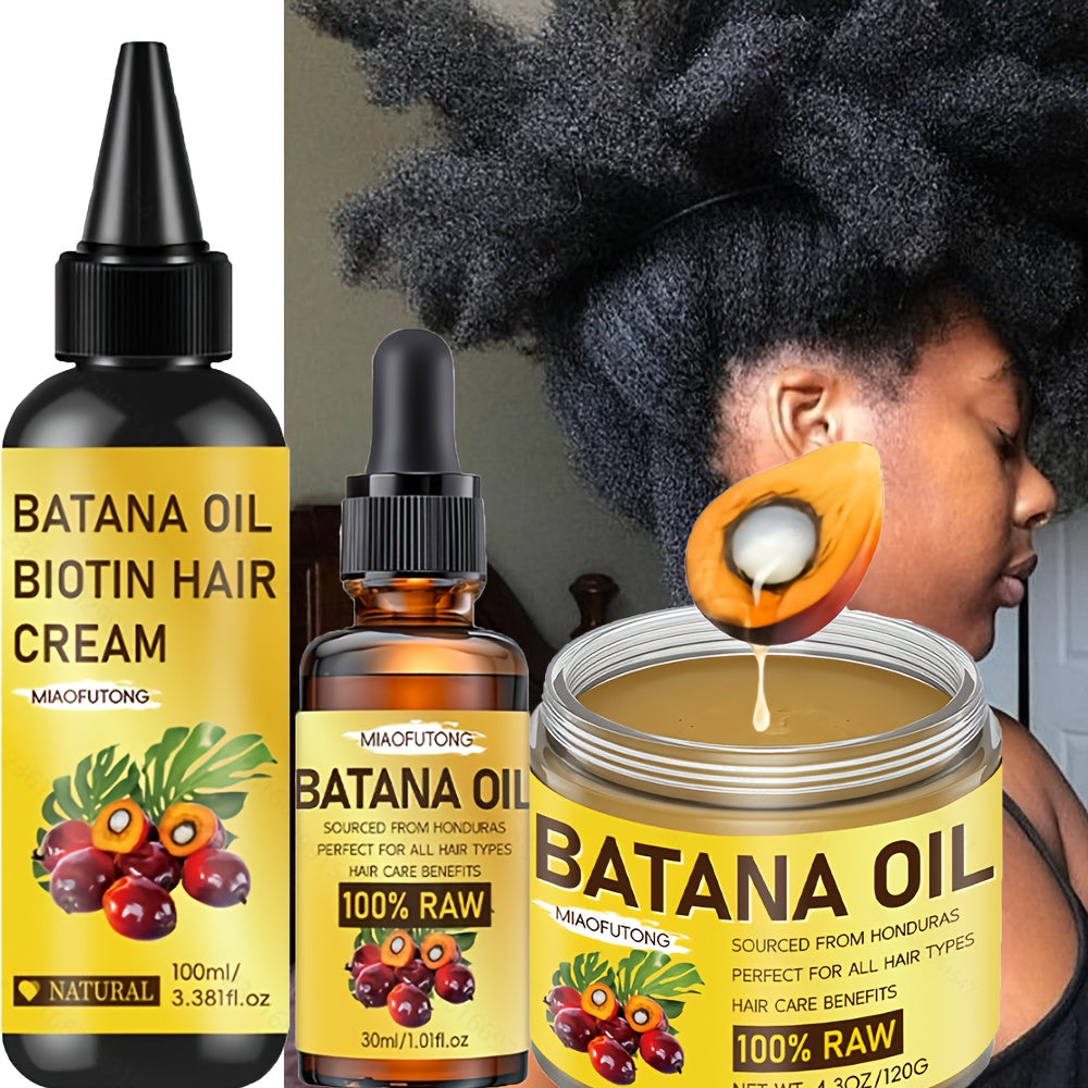 Three-Piece Batana Oil and Biotin Hair Care Set with Large Cream Jar and Coordinated Containers — image 8