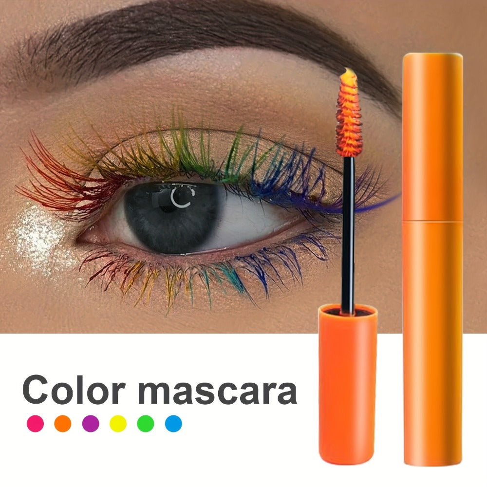 Colorful Mascara Set 6 Vivid Shades – Waterproof Smudge-Proof Curling Volumizing Lash Makeup, Purple Green Red Yellow Orange 