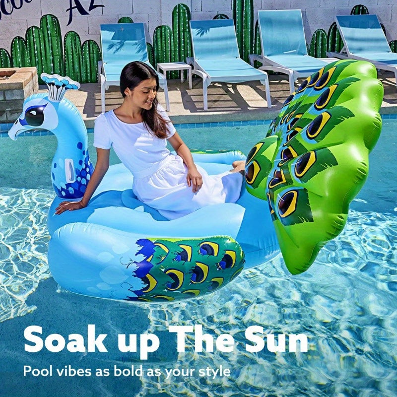 Pool Float Peacock-Shaped Two-Person Raft, 66 x 62 x 48 Inches, 0.30mm PVC and 400lb Listed Capacity — image 3