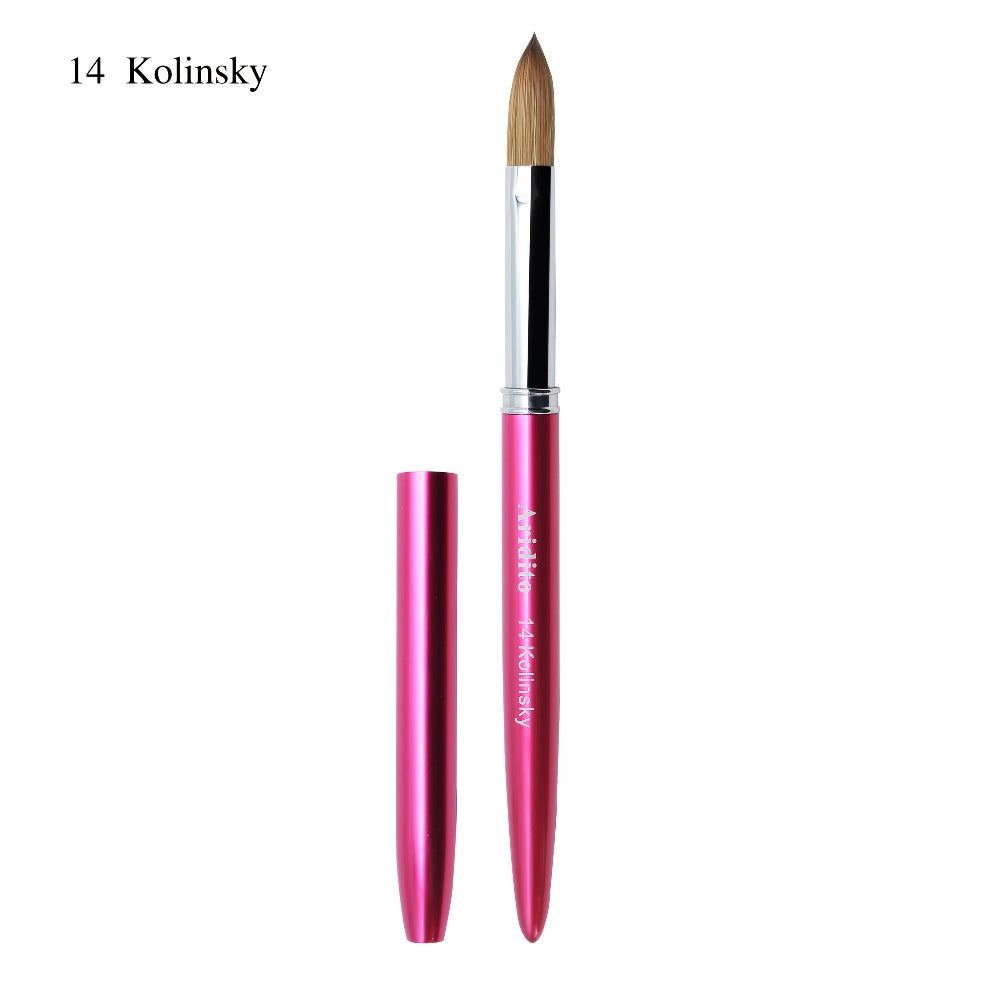 Kolinsky Acrylic Nail Brush Set 100% Pure Kolinsky Hair Flat Shape Sizes #10 #12 #14 – Professional Nail Art Sculpting Extens