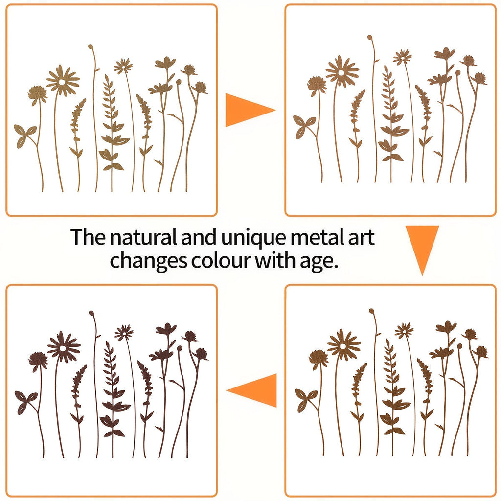 Rustic Metal Wildflower Bouquet, 10-Piece Mixed Stem Set from 25.4 to 40 cm for Vases and Planters — image 7