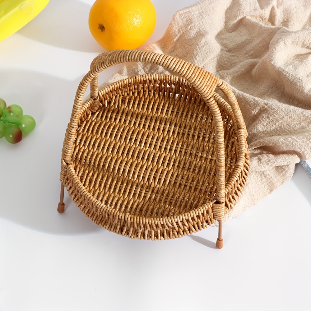 Wire Frame Storage Basket with Imitation Rattan Weave and Iron Structure, 8.66 x 7.87 x 7.87 Inch — image 4