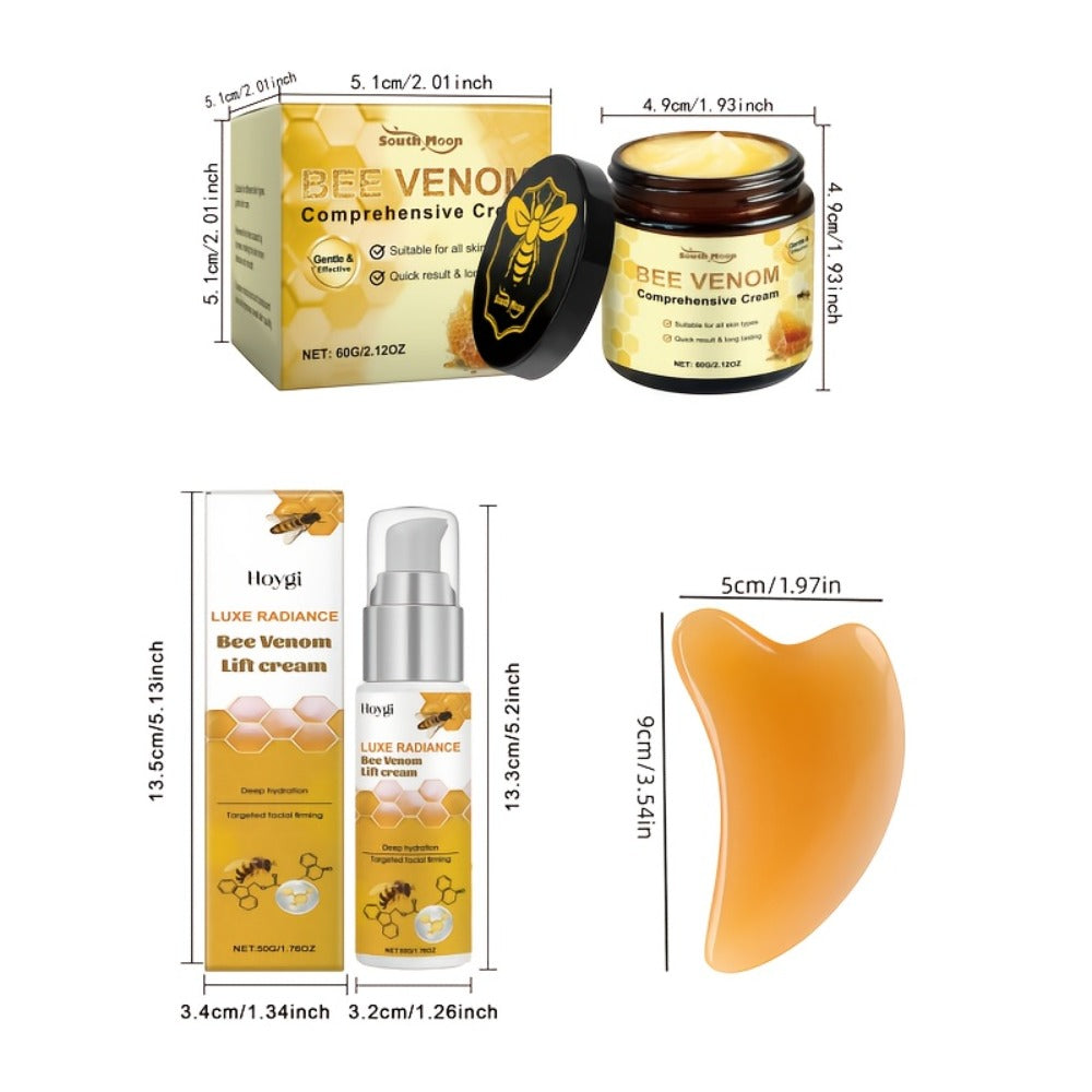 Skincare Set with Hloygi and South Moon Labels, 3 Bee Venom Products Plus Gua Sha Board Accessory — image 5