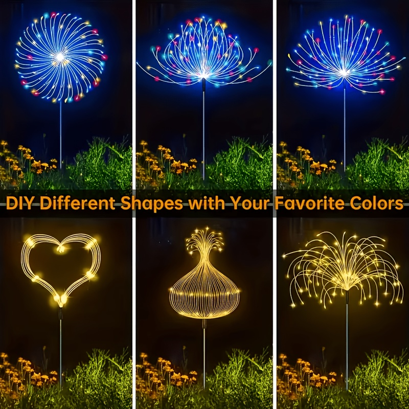 Solar Garden Lights Firework Stakes with 240-640 LEDs, 8 Modes, 4/8 Packs and Three Light Colors — image 16