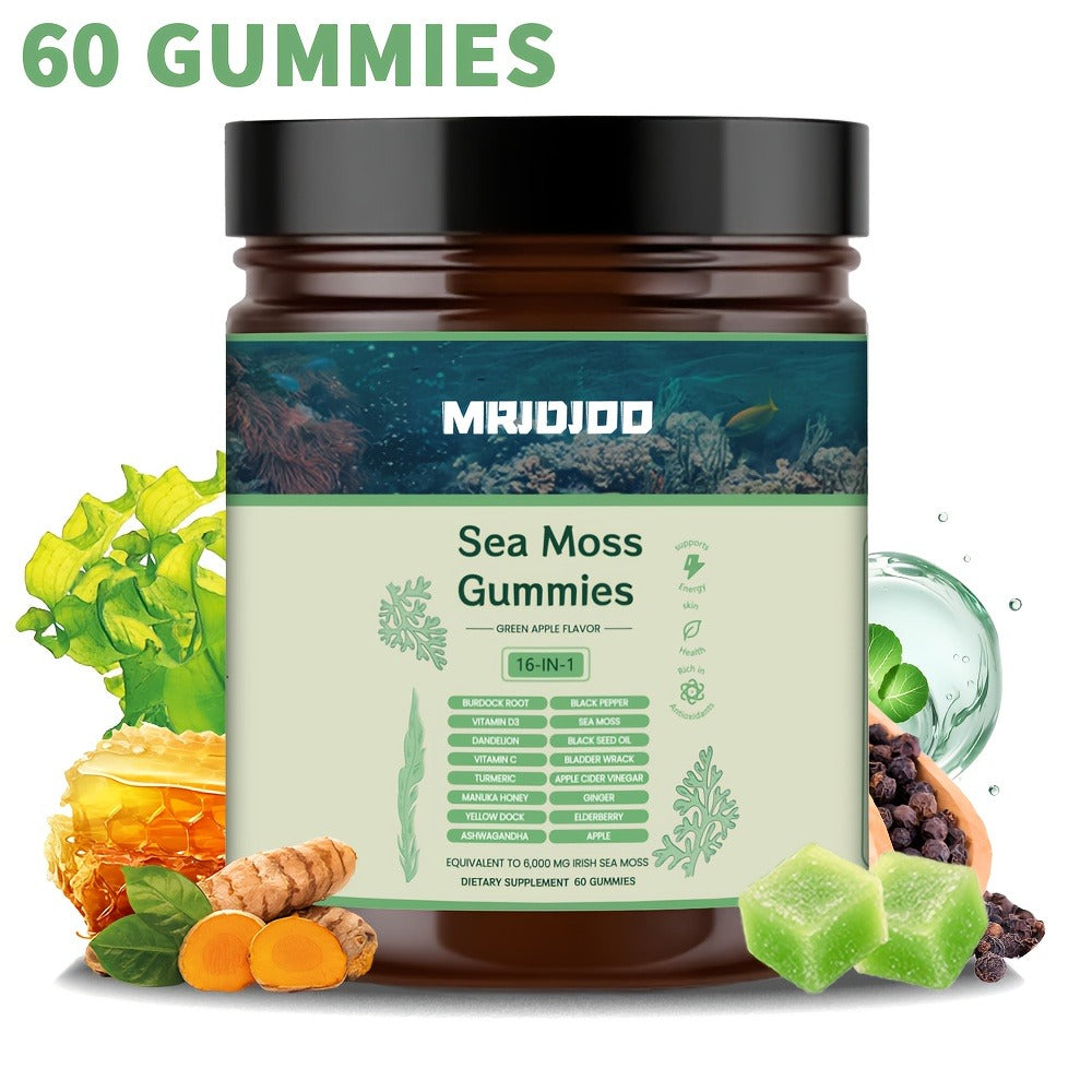 Sea Moss Gummies with Turmeric, Ashwagandha & Black Seed Oil, Immune Support for Bath Time, Home Spa and Personal Care — imag