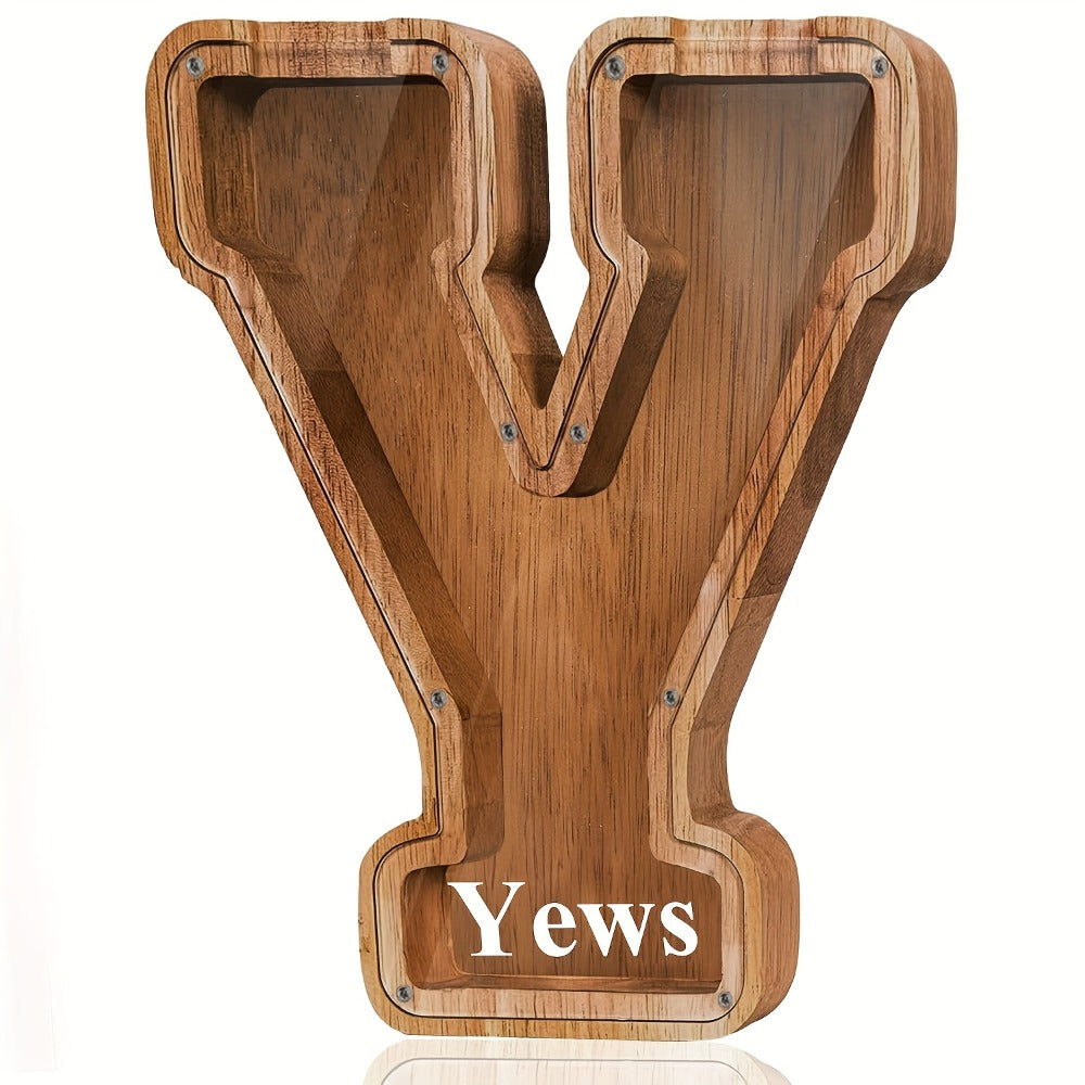 Personalized Wooden Piggy Bank for Kids – A-Z Alphabet Letter Initial Coin & Bill Savings Bank for Boys & Girls — image 31