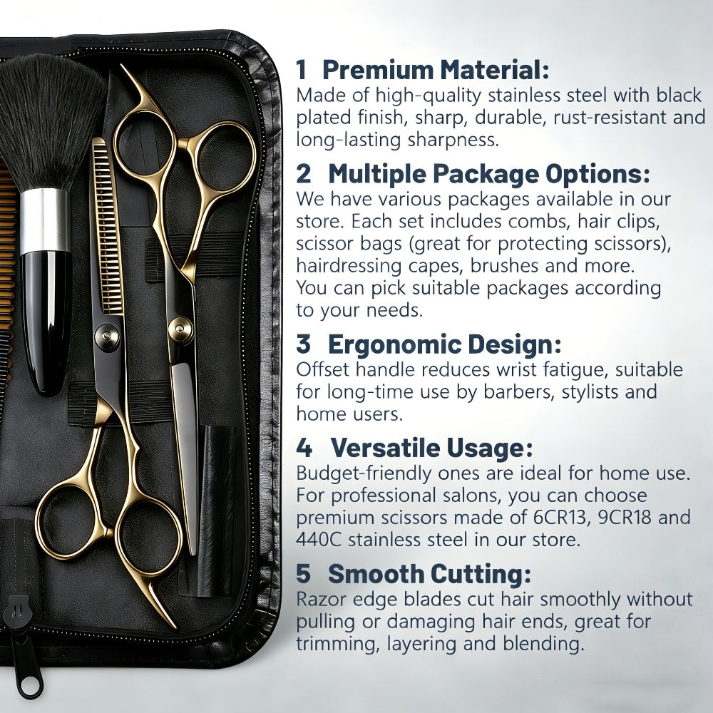 Hair Cutting Scissors Kit 13 Piece – Professional Barber Shears Set with Thinning Shears, Blending Scissors & Accessories — i
