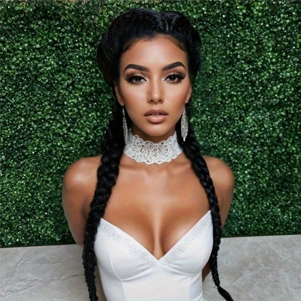 Lace Front Wig Braided Synthetic Style, 26-Inch 13x4 Front with Five Color Options and 250% Density — image 9