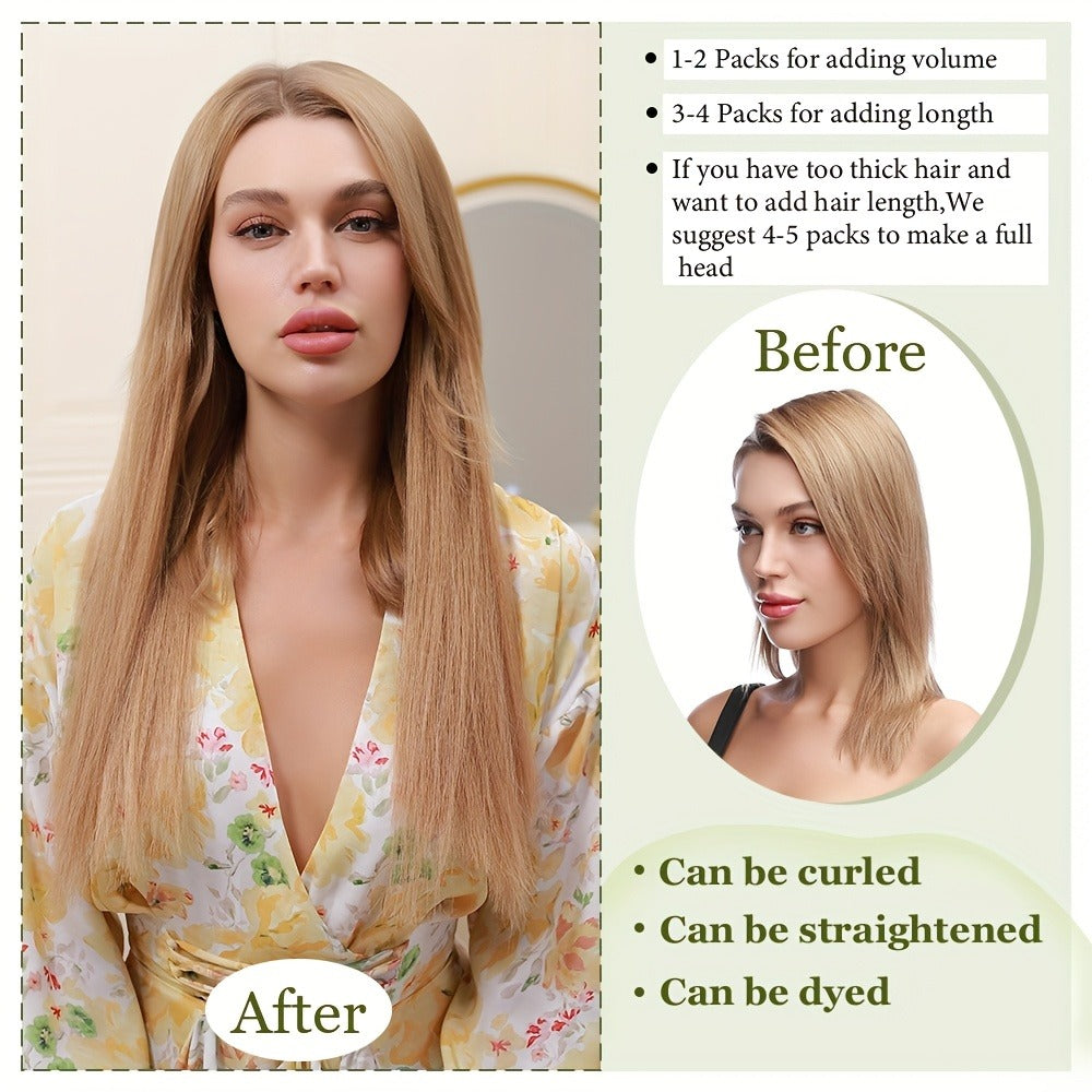 Hair Extensions Straight Brazilian Remy Human Hair Tape-In Set with 10 Pieces, 12–24-Inch Lengths and 11 Colors — image 14