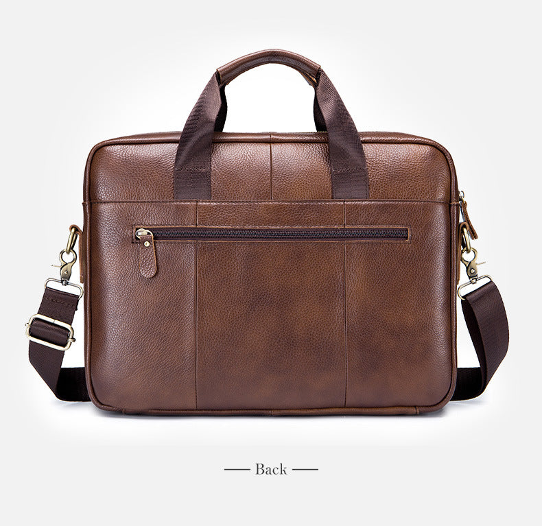 Full-grain Leather Large-capacity Men's Briefcase