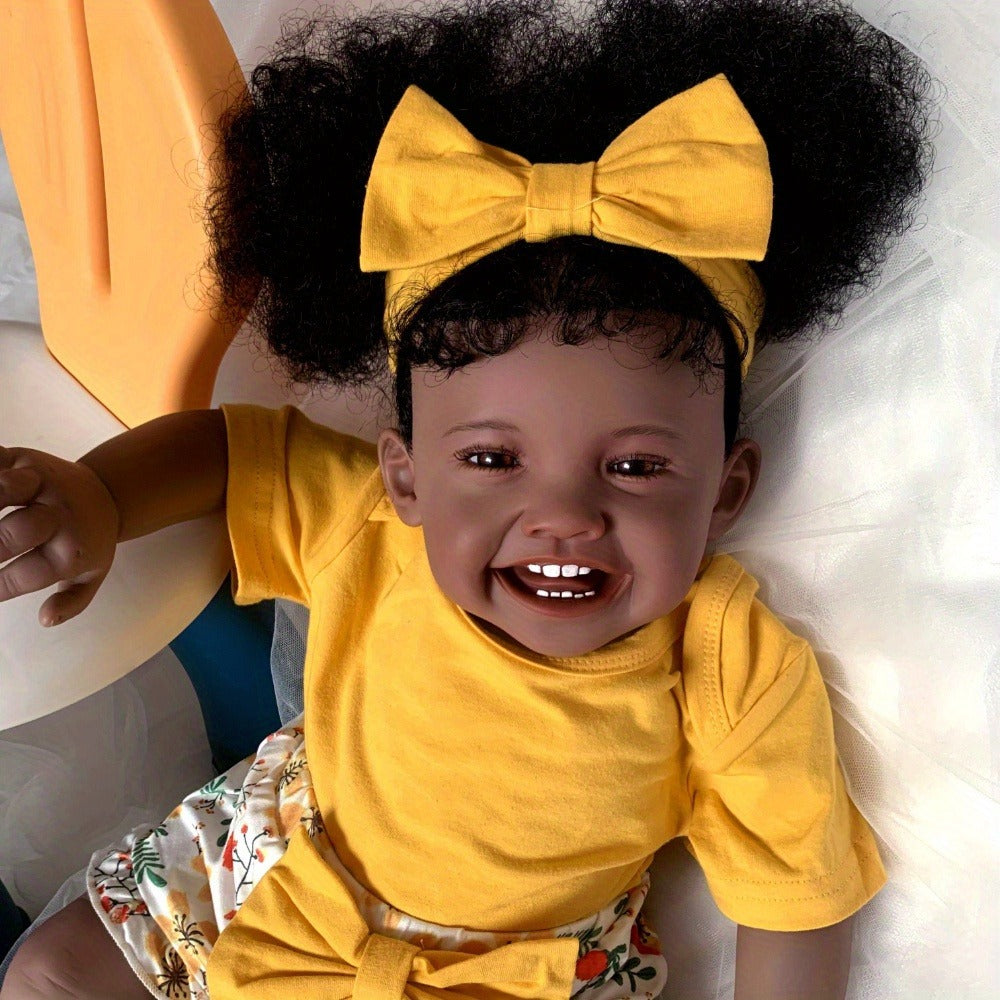 Reborn Doll, 24-Inch Dark-Tone Cloth-Body Figure with Silicone Head and Limbs, Rooted Hair and Accessories — image 1