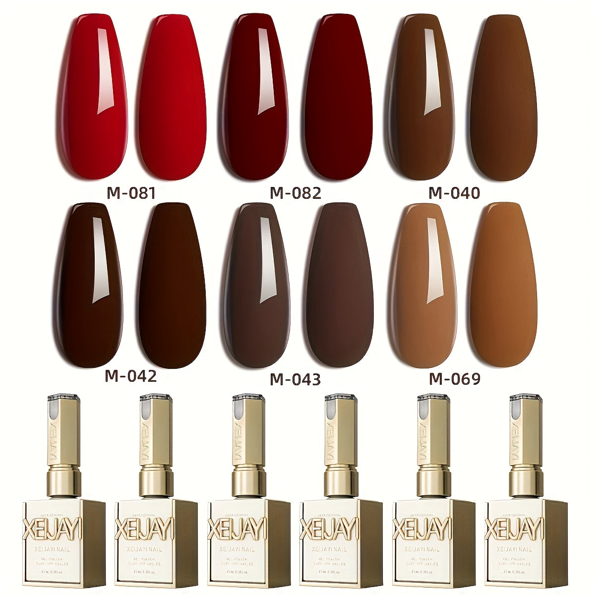 Gel Nail Polish Set with XEIJAYI Label, 6 Red Glitter Gel Colors in Gilded Bottle Set 36 for UV LED Cure — image 14