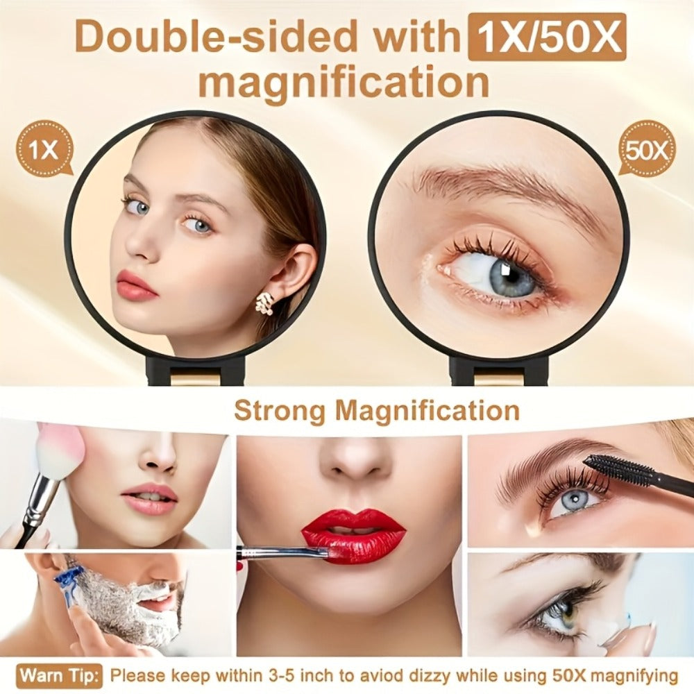 70X Magnifying Mirror Double-Sided 1X & 70X Zoom 360° Adjustable Handle – Handheld Desktop, for Makeup, Travel and Everyday V