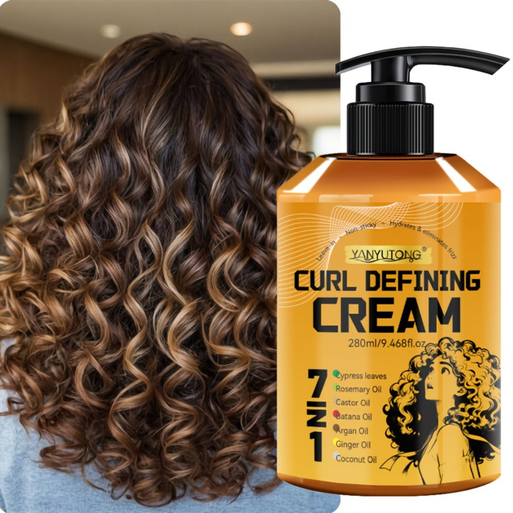 Curl Defining Cream 7-in-1 with Argan Oil & Rosemary Oil 280ml – Frizz Control, Natural Fluffiness & Long-Lasting Hold for Wa