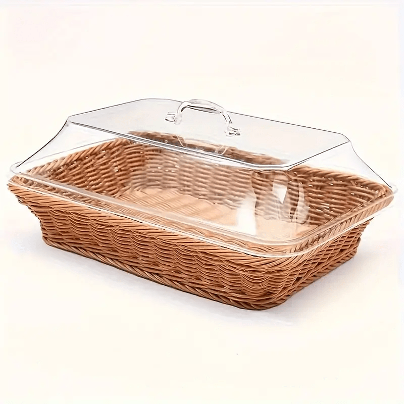 Woven Bread Basket in Square or Round Shape for Serving Bread, Fruit, Desserts and Snacks at Home or on the Dining Table — im
