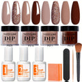 Dip Powder Nail Kit with YANYILIKE Label, Four Pink Brown Beige Powders, Three 10ml Liquids and Four Tools — image 8