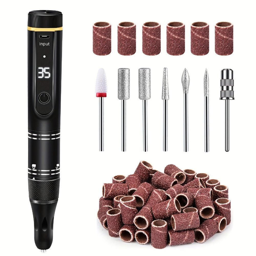 Electric Nail Drill 35000 RPM Rechargeable Pen with Digital Display, Forward Reverse and Three Colors — image 1