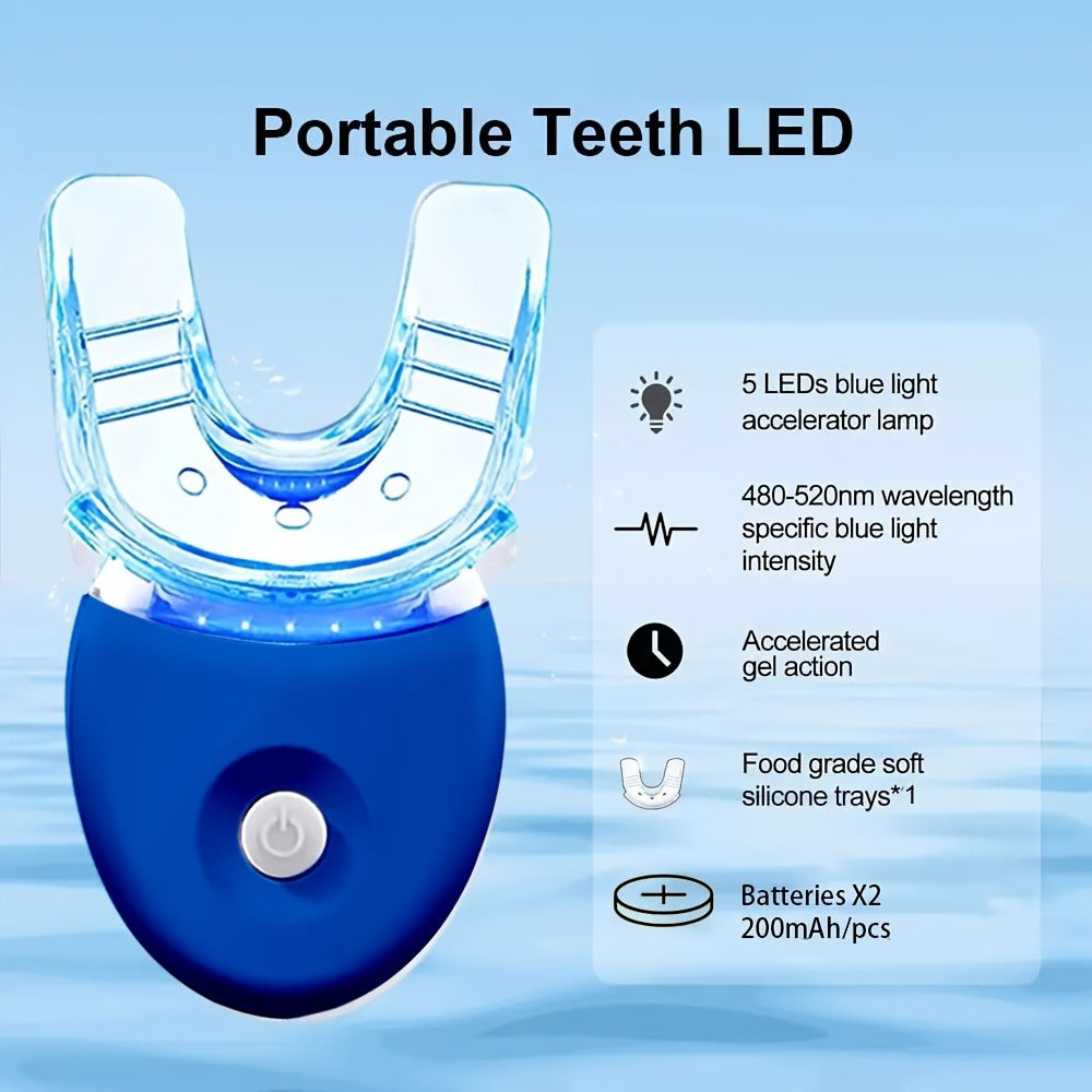 White or Blue Five-LED Teeth Whitening Kit with Five Gel Syringes and 10.8 cm Mouthpiece Device — image 13