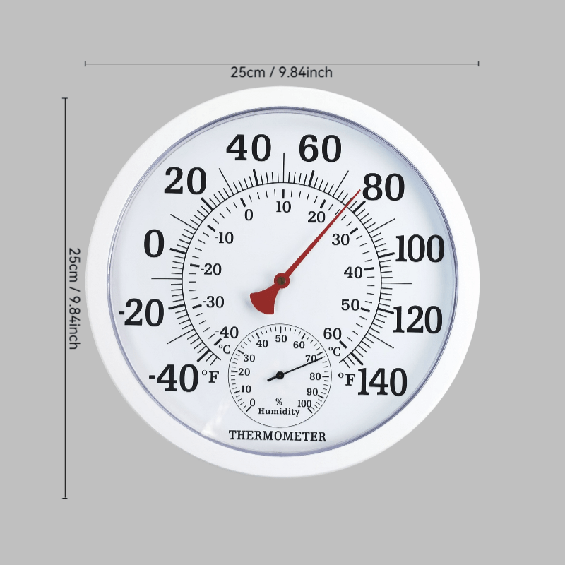 Digital Thermometer Hygrometer – 9.84" Large Screen Indoor Temperature Humidity Monitor, White Panel, Easy-Read Display for H