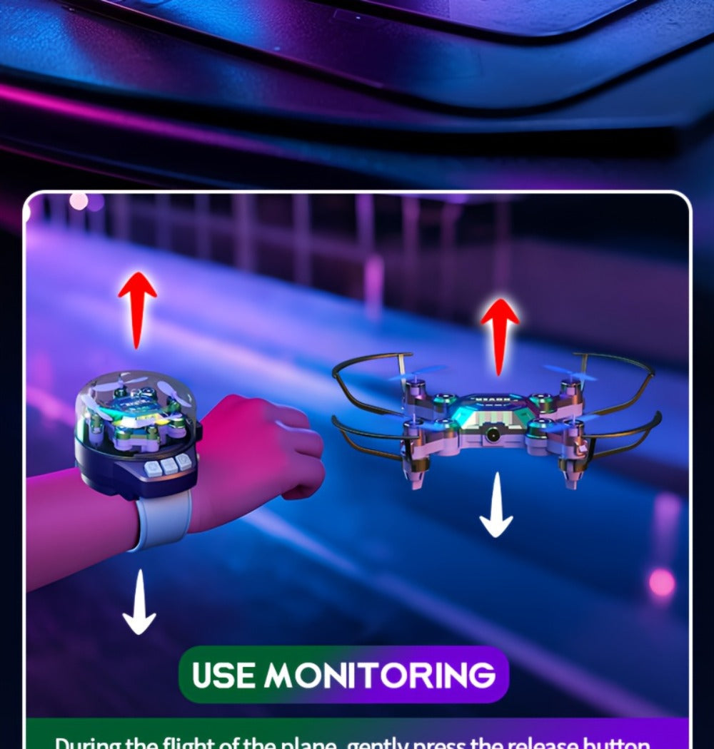 Watch-Controlled Mini RC Drone with Two Rechargeable Batteries in Blue, Green or Black for Indoor Flight — image 19