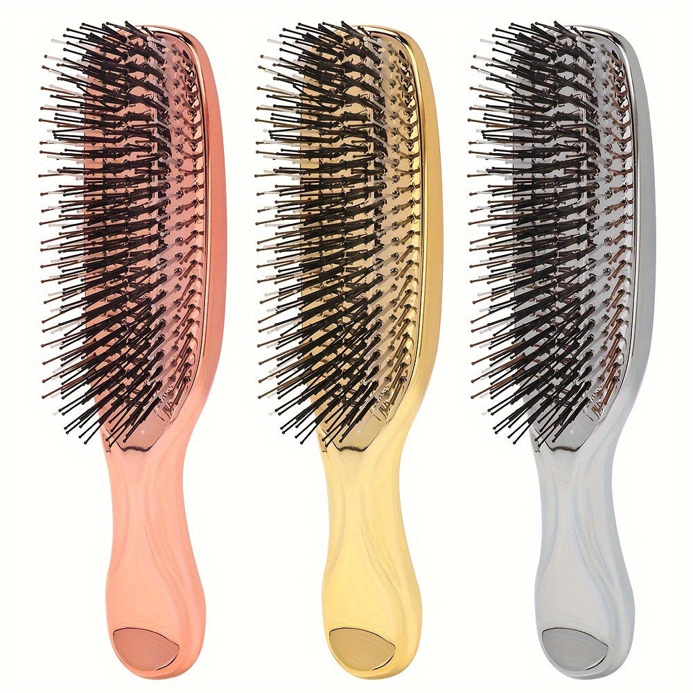 Air Cushion Comb Scalp Massage Brush Anti-Static Detangling Hair Comb Electroplated Flexible Cushion Pins Frizz Control Stimu