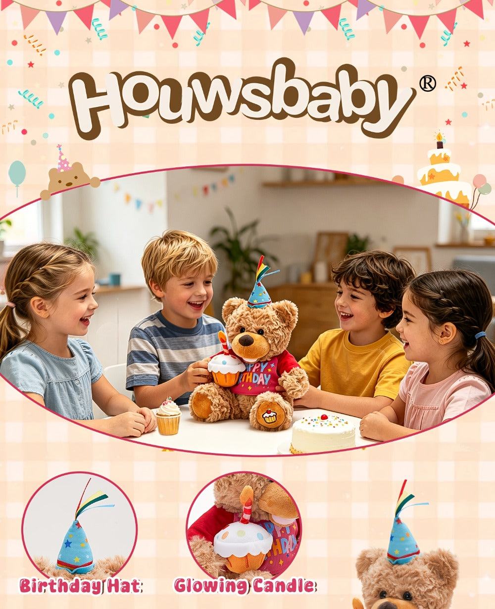 Singing Birthday Teddy Bear Plush Toy 13.5 Inch Interactive Stuffed Animal with the Listed Color, Size or Set Options for Eve