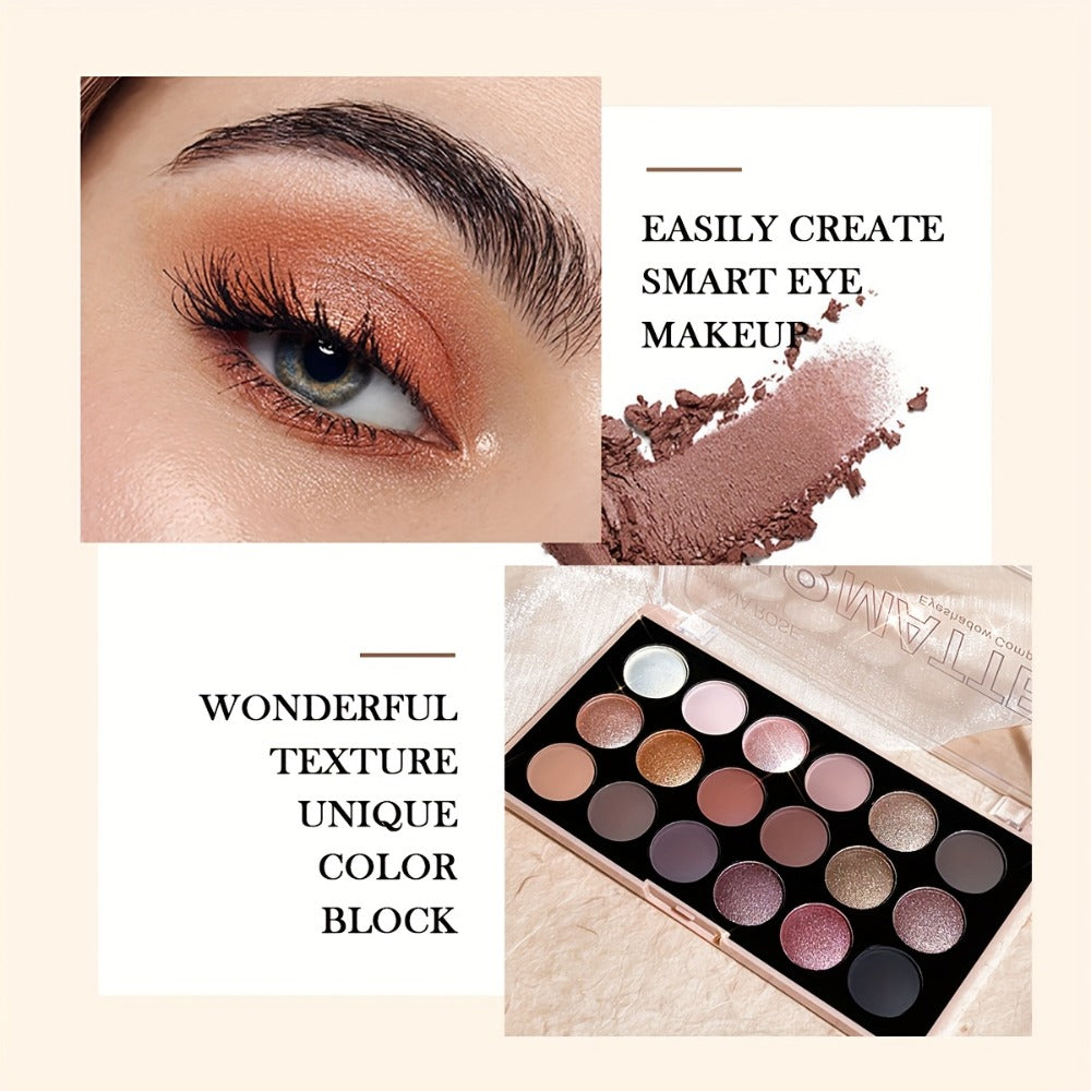 Eyeshadow Palette ANNA ROSE 18-Shade Compact with Pink-Brown Color Themes and Matte-Shimmer Finish Mix — image 4